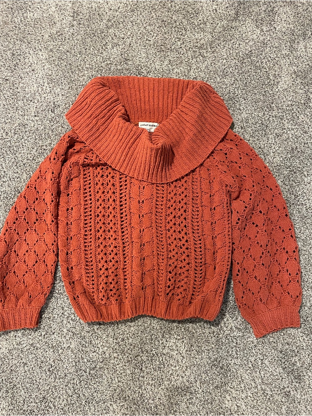 Cozy Rust Cable Knit Turtleneck Sweater - Women's